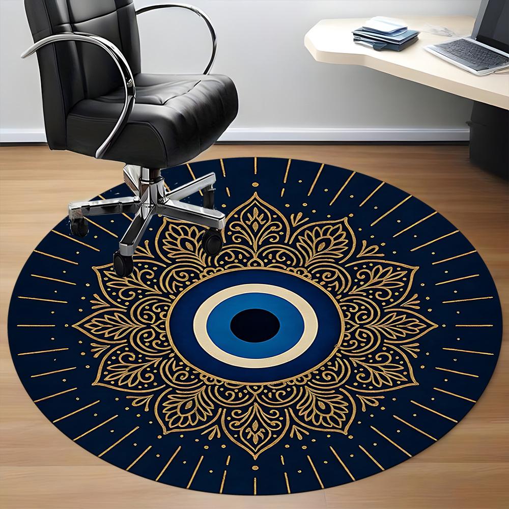 1pc Eagle Eye Mandala Office Round Area Rug, Indoor Mat Suitable For Office, Under Office Chairs Bedroom Living Room Home Decor, Room Deco