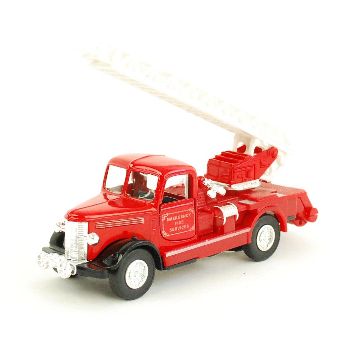 

Die-cast Metal Pull-Back Miniature Car Die-cast Classic Fire Truck (Silver Ladder Truck)