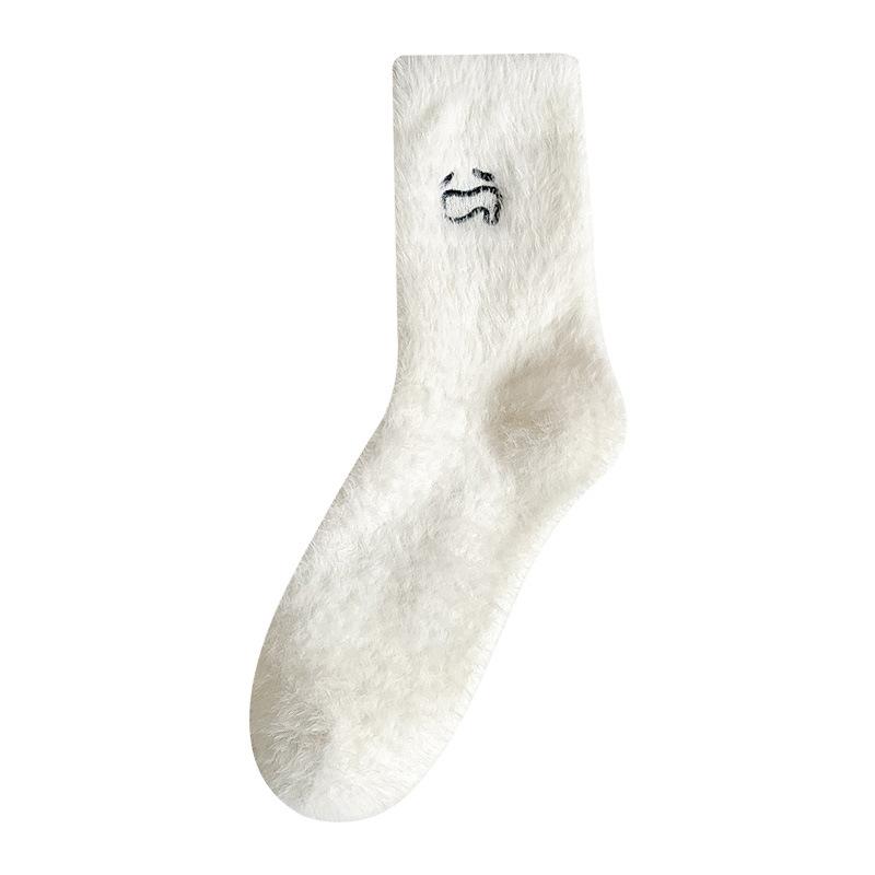 

Норковые бархатные белые носки женские пушистые теплые средние носки для сна бархатные японские забавные женские носки для сна One Size