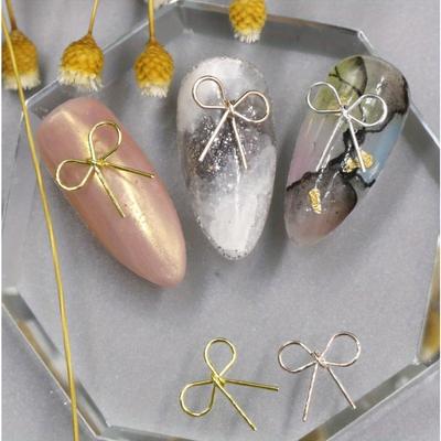 50Pcs Exquisite Sweet Nail Bow Wrapped Retro Simple Three-dimensional Alloy Nail Jewelry Rivets Hand-worn Nail Top Decoration