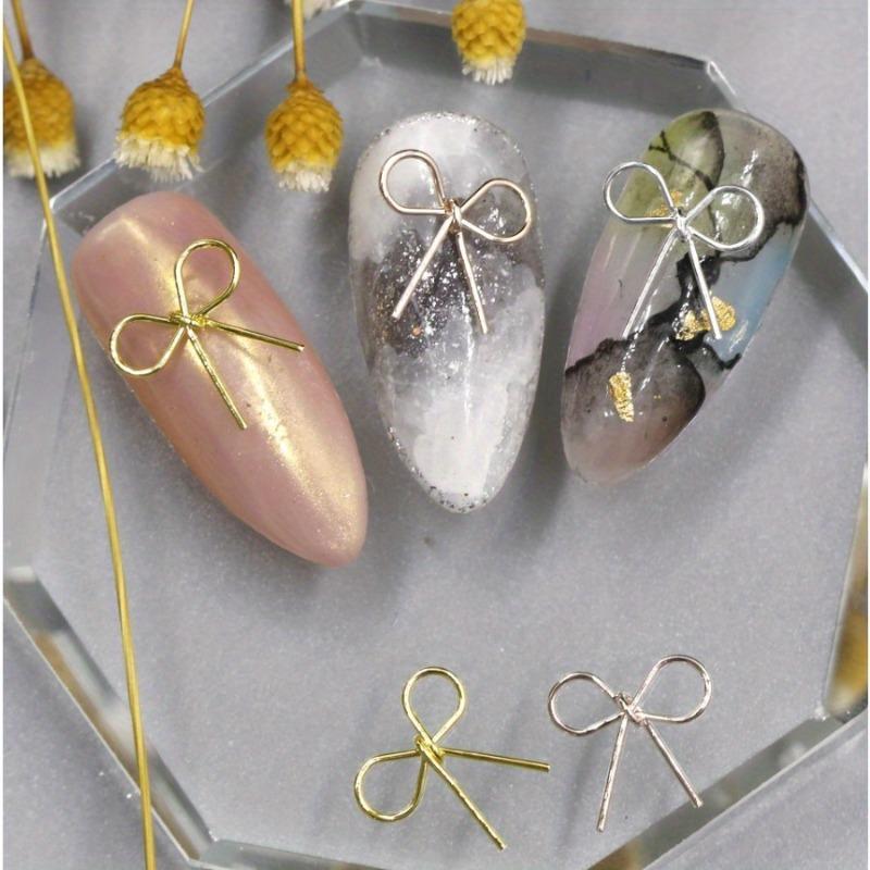 50Pcs Exquisite Sweet Nail Bow Wrapped Retro Simple Three-dimensional Alloy Nail Jewelry Rivets Hand-worn Nail Top Decoration