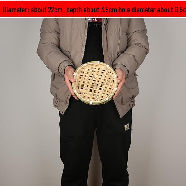 Bamboo Woven Round Winnowing Basket: Household Basket for Storage, Decoration, and Drying Tea or Goods