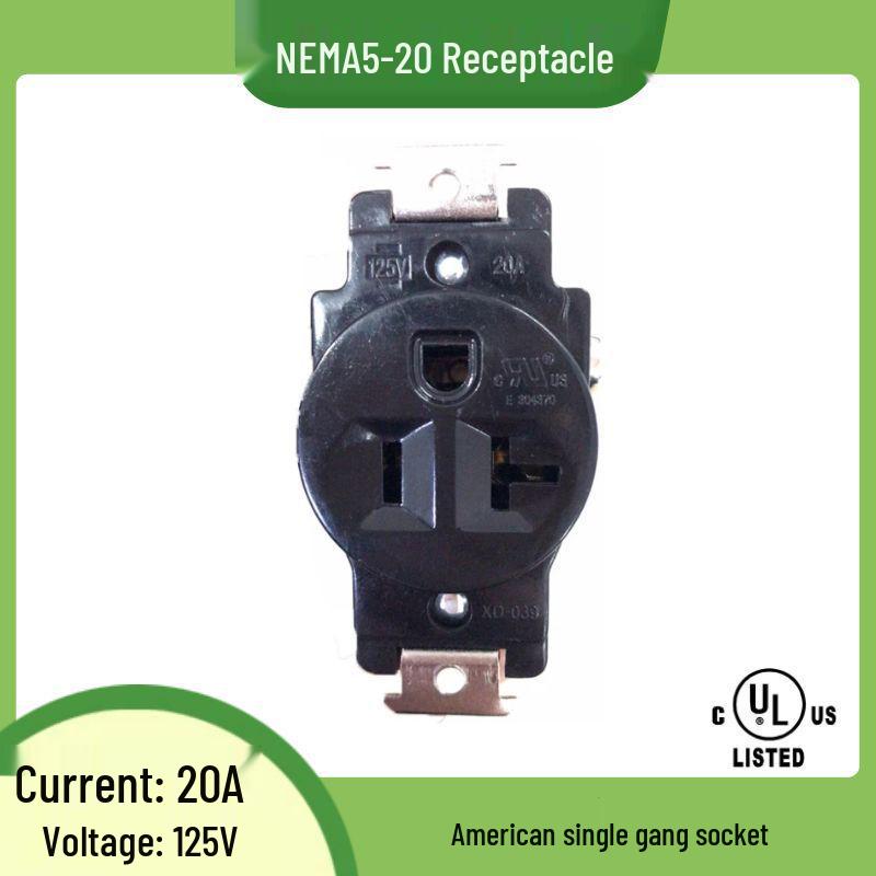 NEMA 5-20R American Standard 20A Single Gang Recessed Generator Receptacle