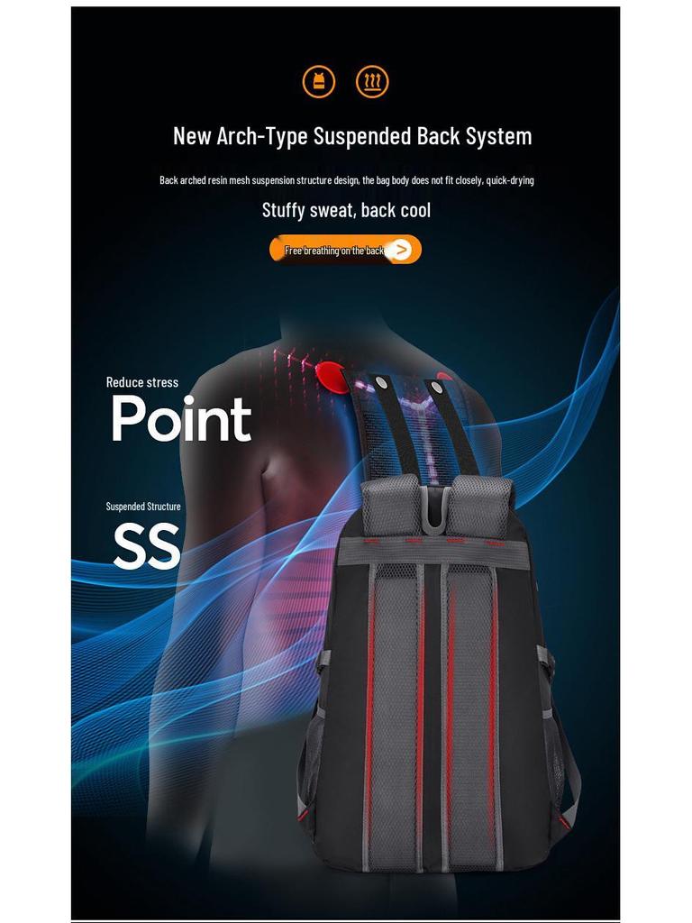 Large Capacity Unisex Outdoor Hiking Backpack with Breathable Back Pad and Dual Support for Fitness.