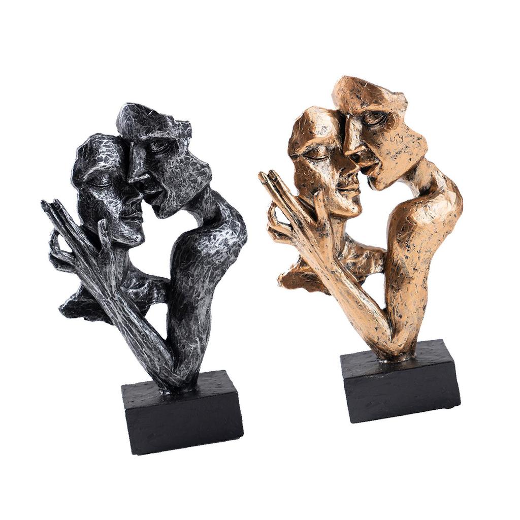 Abstrakt Kyssande Par Ansikte Skulptur Nyhet Kyssande Älskare Staty för Sovrum Bokhylla Öppen spis Semester Alla Hjärtans Dag Gåva