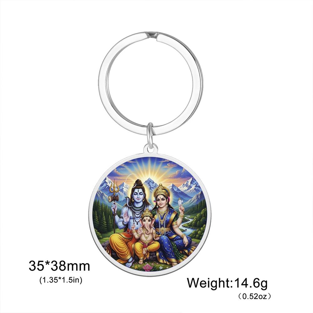 Dawapara Hindu-Gott Amulett Herr Ganesha Schlüsselanhänger Shiva Parvati Anhänger UV-graviert Spirituelles Geschenk Edelstahl Yoga Schmuck