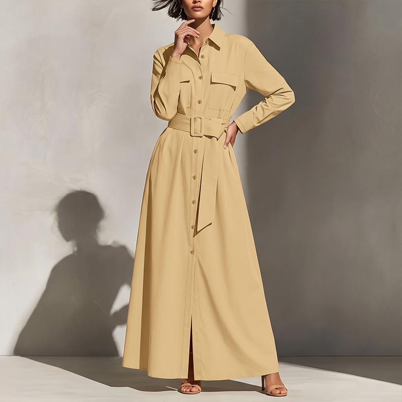 ZANZEA Women Formal Casual Turn Down Collar Long Sleeve Loose Long Shirt Dress