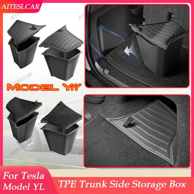 For Tesla Model Yl Launch  Rear Trunk Side Storage Bucket Left Right Organizer Box Waterproof Car Cargo Storage Container
