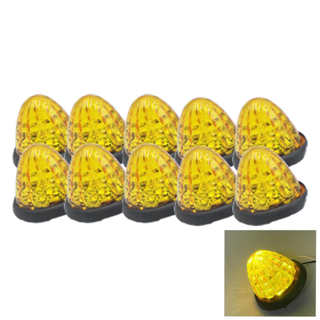 Wellvie Classy Side Marker Set of 24V Color Roadside Marker Lamps for with Crystal Cut Reflectors Lights, 10, LED, Universal, Waterproof, 16-LED,