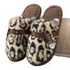Women's Home Warm And Non-slip Leopard Print Plush Slippers