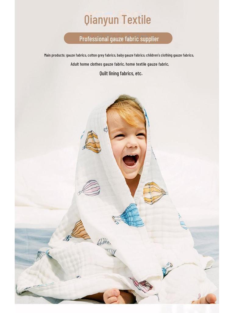 Double-Layer Printed Cotton Crepe Nightgown with Wrinkled Fabric