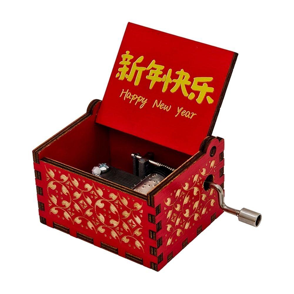 

Chinese Style Hand Crank Music Box Wooden Home Decor Ornaments New Octave Box New Year Gifts 2