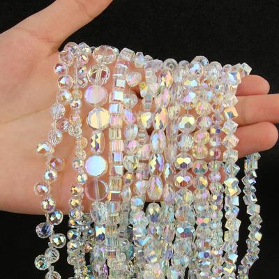 30 Stück AB-Farbe, facettierte Kristallperlen, Herz, Stern, Schmetterling, rund, quadratisch, Würfelform, Glasperlen für Schmuckherstellung, Charms-Zubehör