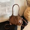 Single Shoulder Bag  Pleated Soft Leather Niche Bag  New Versatile Motorcycle Axillary Retro Crossbody Bag