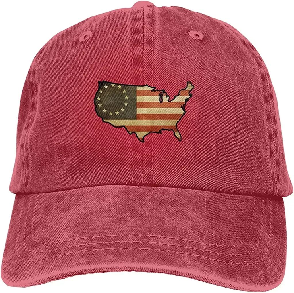 US Map Betsy Ross Flag Unisex Fashion Dad Hat Cotton Adjustable Baseball Cap