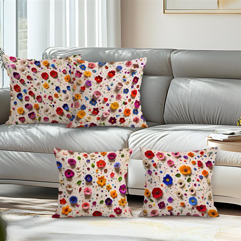 3D Colorful Flower Illustration Pillowcase Throw Cushion Printing Pillow Cover Cushion Pillow Case Bedroom Office Car Supplies