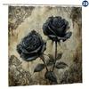 Elegant Gothic Romance Shower Curtain For A Sophisticated Bathroom, Featuring A Stunning Illustration Of A Black Rose