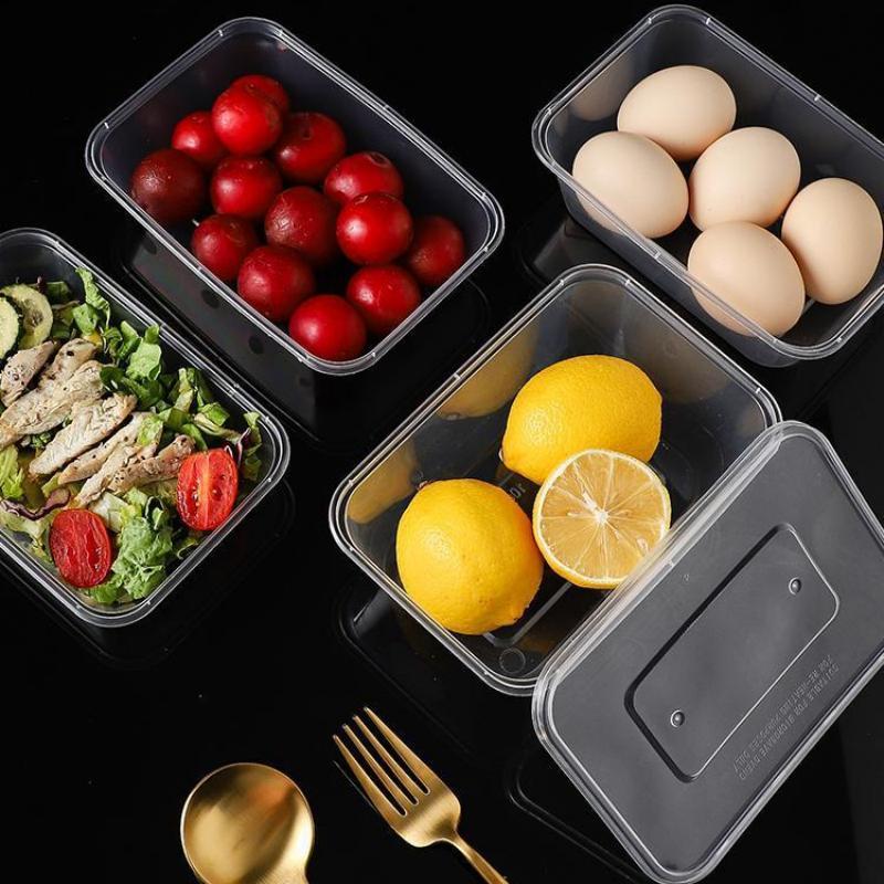 Clear Disposable Food Carry Out Boxes 10Pcs BPA Free Containers for Salad Fruit Cake Lunch Meal Delivery