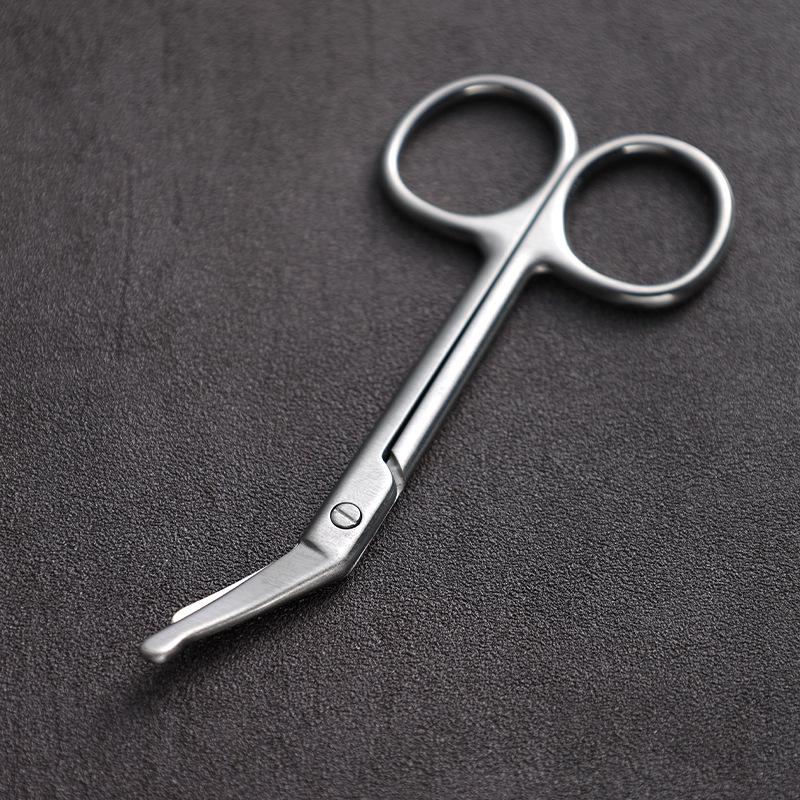 All-Steel Round Head Serrated Gauze Scissors for Bandages, Yarn, Fishing Line, Plaster, and Suture Removal.
