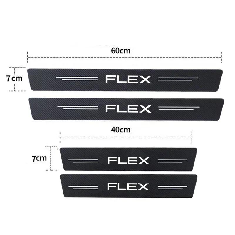 KLYE5 New Carbon Fiber Car Door Sill Sticker Threshold Side Anti Scratch Sticker For Ford FLEX Logo Waterproof Decal Car Accessories