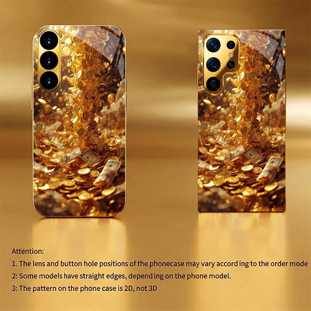 Wealth Protection High-end PhoneCase Electroplated Glass PhoneCase for Samsung Galaxy S26 S25 S24 S23 S22 S21 FE,Ultra,Plus