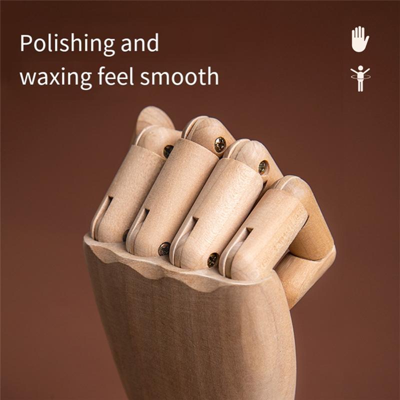 AEE2-Wooden Hand Model Hand Figurines Rotatable Joint Drawing Sketch Mannequin Miniatures Desktop Room Decoration