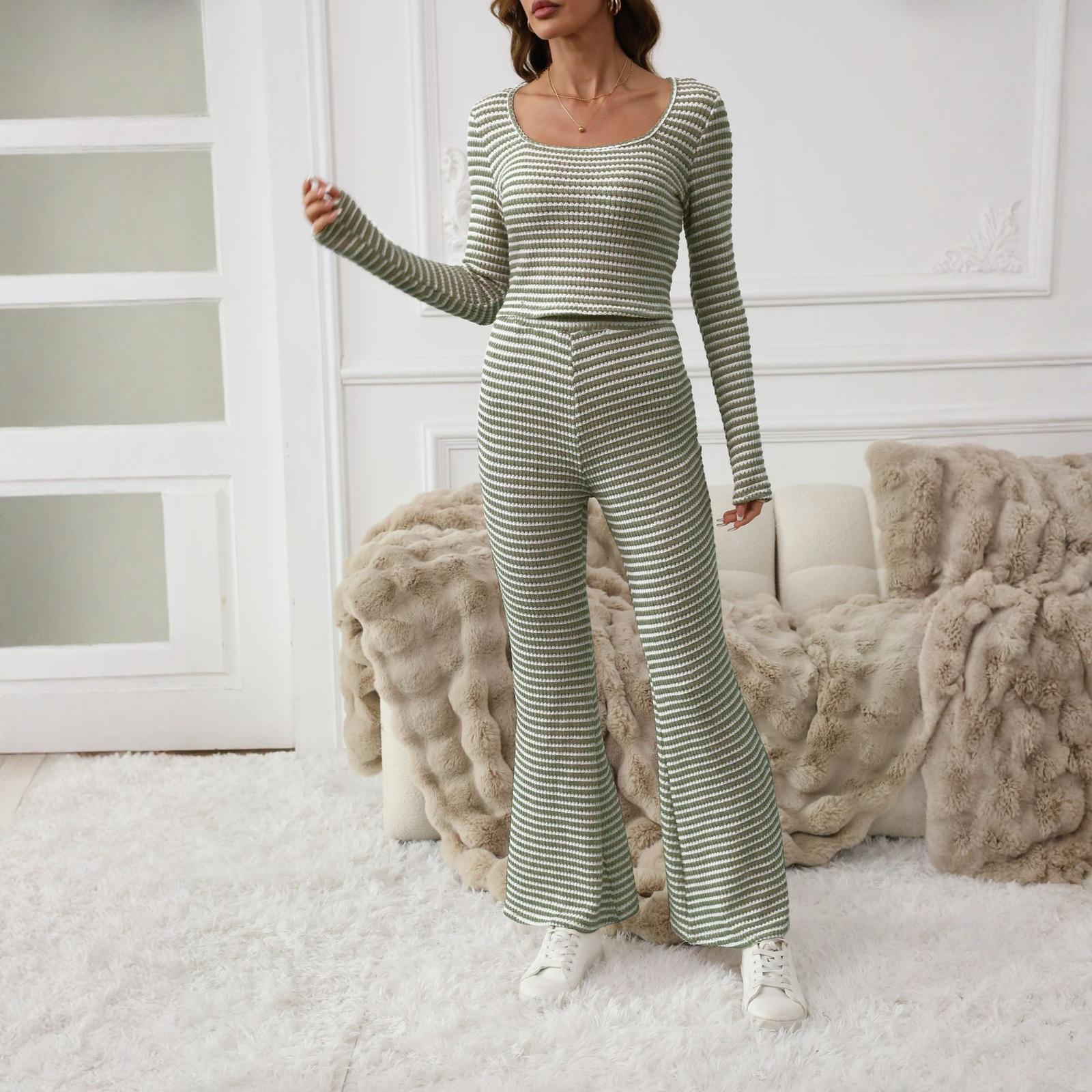 

Women s 2 Piece Outfits Sets Ruched Long Sleeve Tops Wide Leg Pants Tracksuit Sets L армія зелений колір