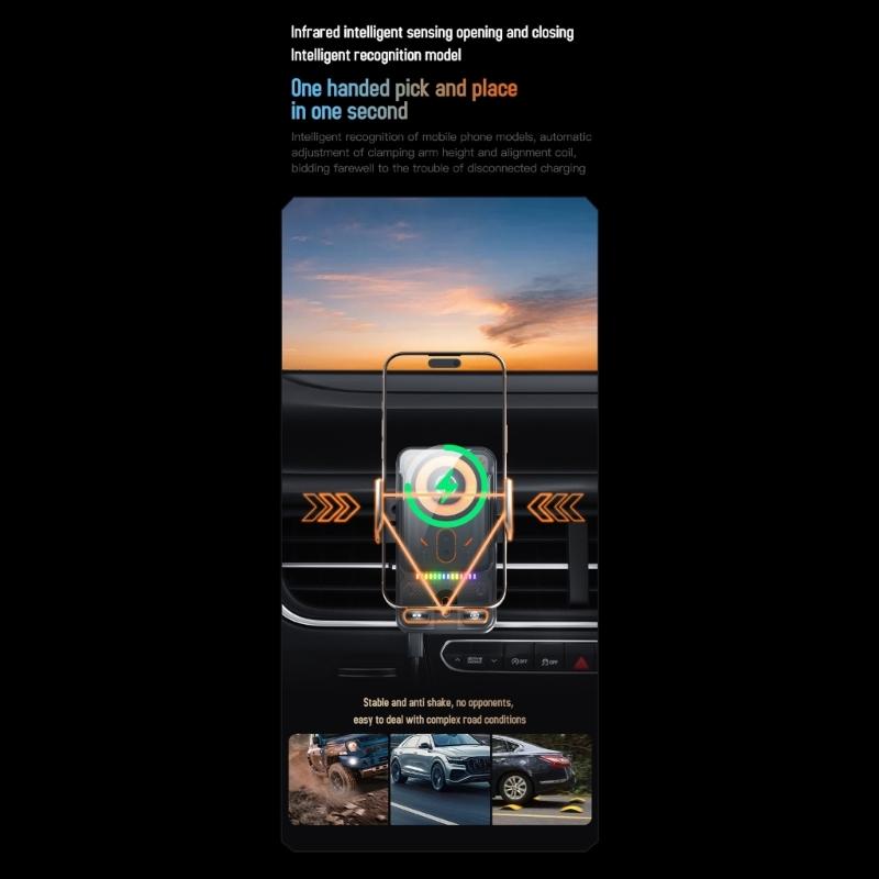 Wireless Charging,Wireless Car Chargers Charging Pad 15W NonSlip Fast Charge for Car Wireless Phone Chargers Mount