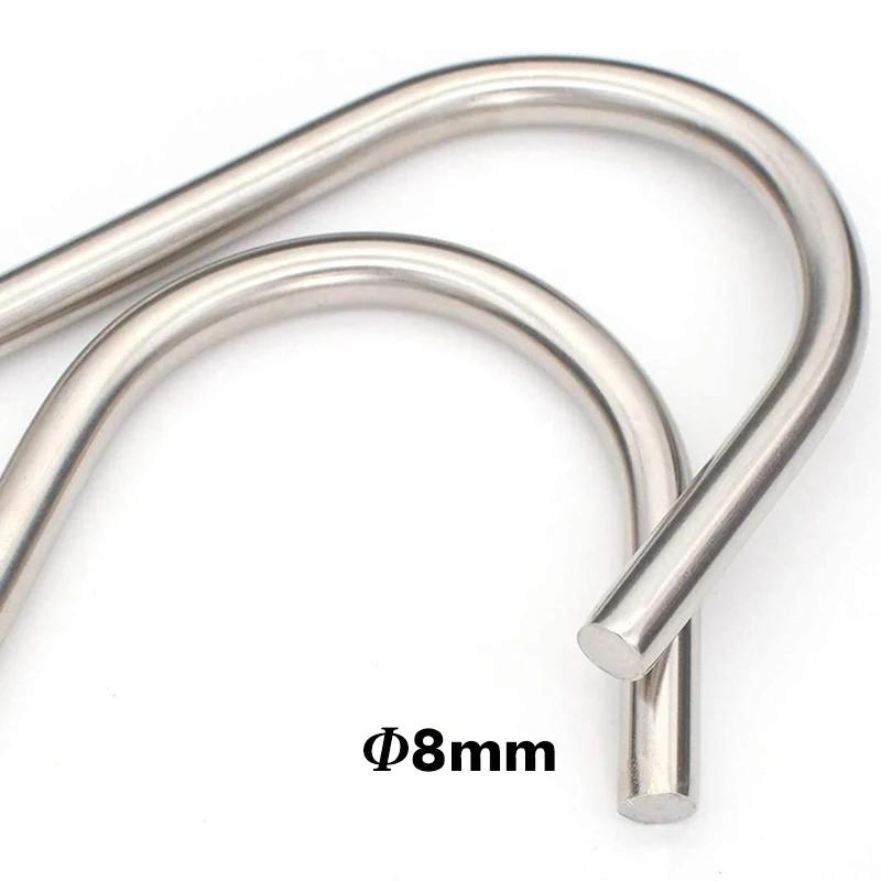 4Pcs Stainless Steel Meat Hooks, 7/8-Inch 4/8mm S-Hooks, Meat Processing Butcher Hook Pot Hooks