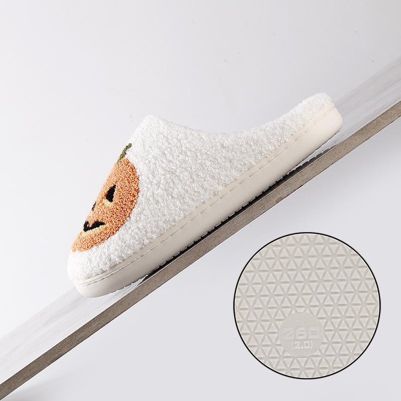 New Halloween pumpkin cartoon warm winter cotton slippers couple men's and women's platform soft-soled shoes thickened non-slip