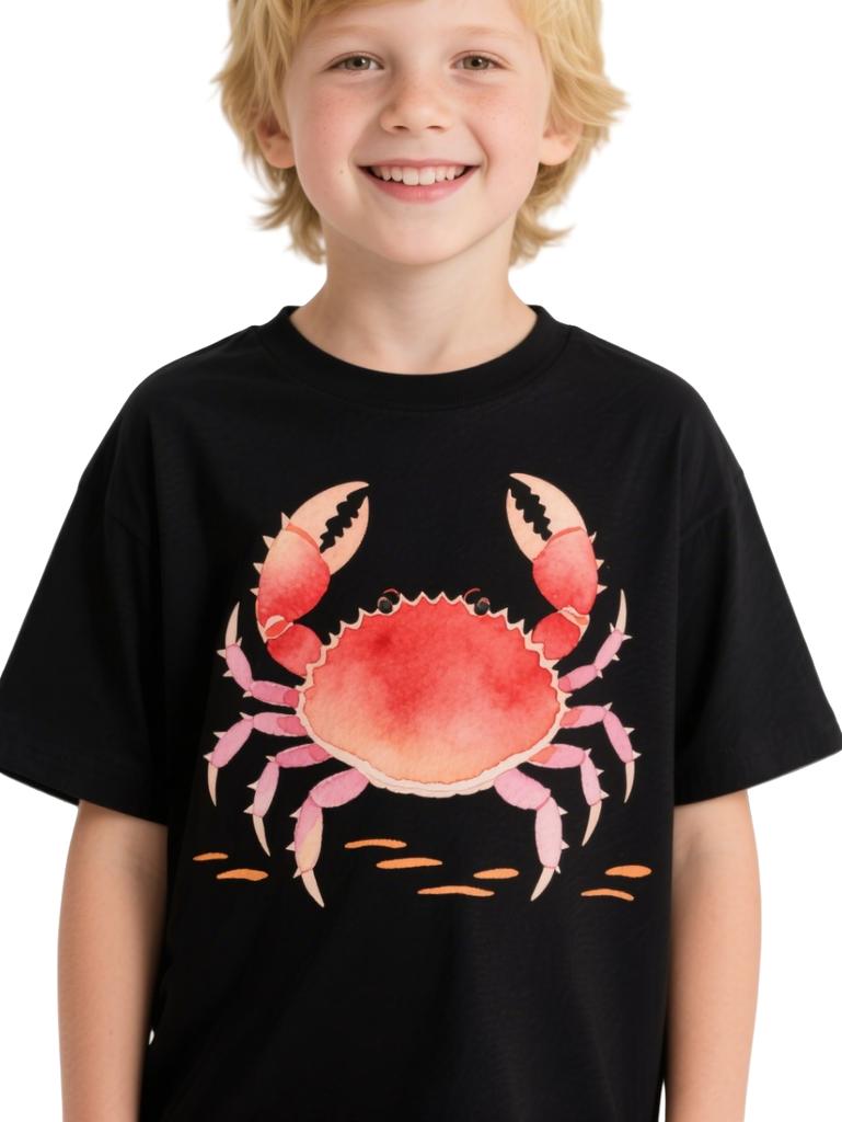 Summer Kids' Casual T-Shirts Sea Turtle Marine Animal Print Black Short Sleeved T-Shirts Fashion Cartoon Pattern Kids' T-Shirts
