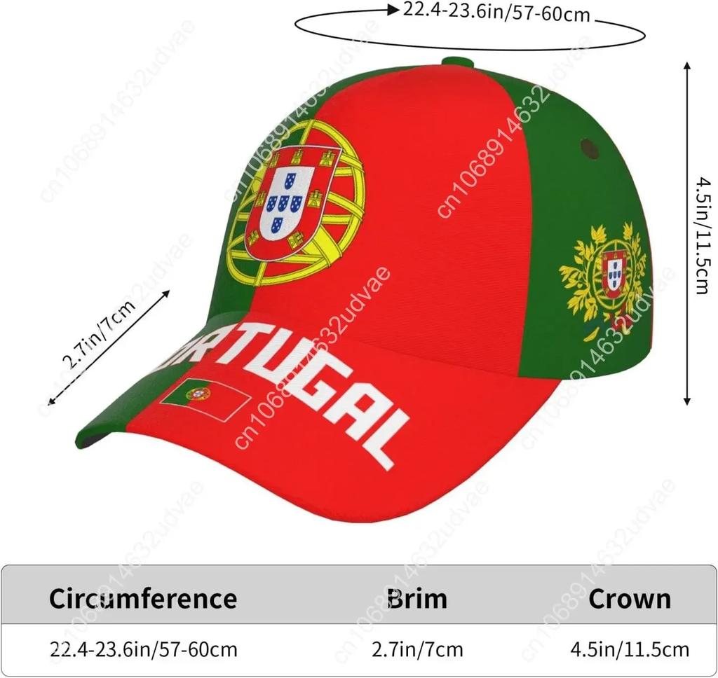Portugal Flag Cool Portuguese Baseball Cap 3D Full Print Adult Unisex Adjustable Hat Soccer Patriotic Caps