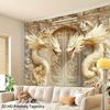 2D Traditional Chinese Dragon Tapestry, Twin Dragons Palace Gate Wall Decor for Home