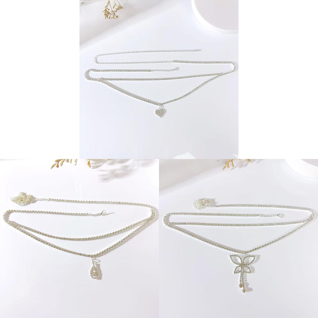 Water Dazzle Heart Waist Chain With Electroplated Finish For Nightclub And Beach Wear