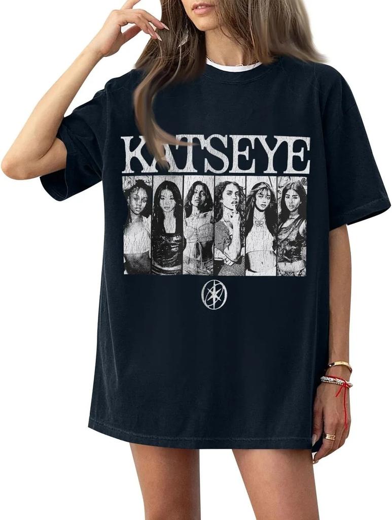K Pop Tops Katseye T Shirt Beautiful Chaos 2025 Tour Shirt Casual Loose Print Cotton Fashion Tee Unisex Fans Gift
