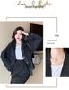 2024 Korean Style Black V-Neck Denim Jacket - Loose Fit, Two-Button, Short Length