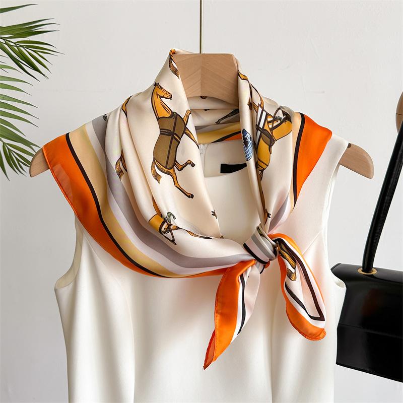 Scarf For Women Fashion Print Neckerchief Luxury Bandanna Breathable 70CM Square Scarf Spring/Sunmmer Headband Hijab Scarves