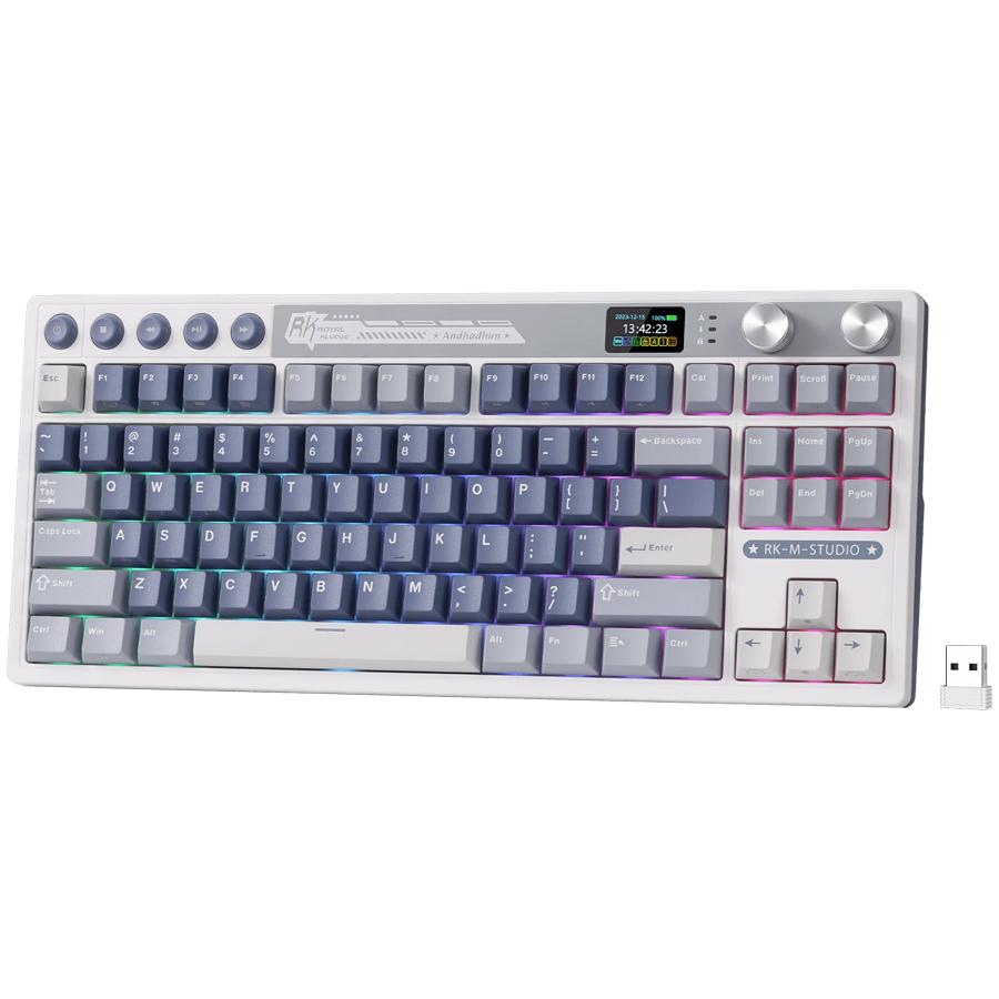Royal Kludge Rk M87 Ocean Blue Gaming Keyboard Cream Switch