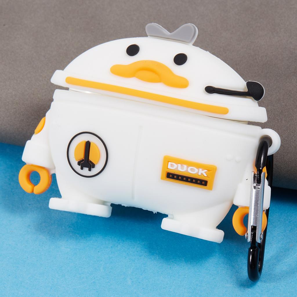 For Apple AirPods Pro Bluetooth-compatible Earphones Silicone Cover Space Duck Protective Case with Carabiner