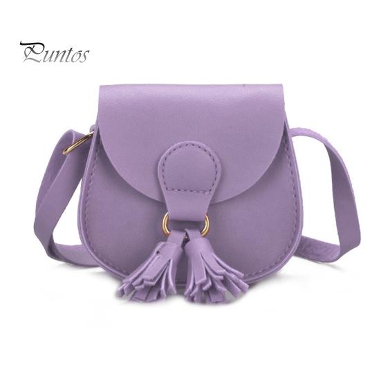 Детская маленькая сумка через плечо с регулируемым плечевым ремнем, декорированная кисточками, искусственная кожа, милая стильная сумка для девочек, детская сумка-слинг, праздничный подарок фиолетовый