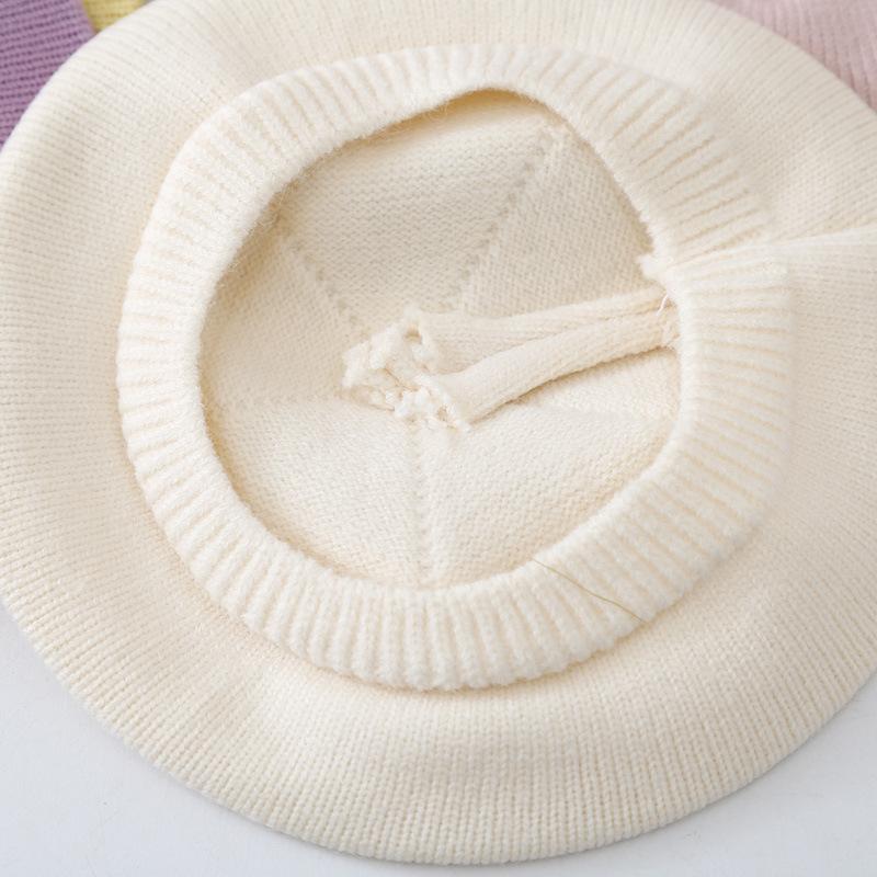 Fashion Cute Baby Knitted Beret Hat Solid Color Children's Warm Hats Autumn Winter Cap For Kids Outdoor Bonnet Accessories Gift