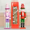 Green And Red Pink Nutcrackers Figurine 38CM Tall Handcrafted Wooden Christmas Ornament For Mantels Shelf Decoration
