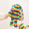 Coniglietto di peluche di Pasqua con orecchie lunghe da 35 cm, morbido, coniglietto carino, bambola a strisce arcobaleno, adorabile animale, peluche da abbracciare, regalo per le feste