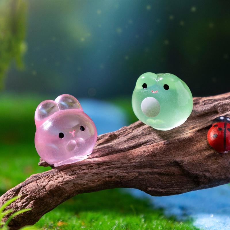 12/24/48pcs Luminous Mini Resin Animal Frog Tiger Figurine Glow In The Dark Miniature Figures Ornament Fairy Garden Accessories