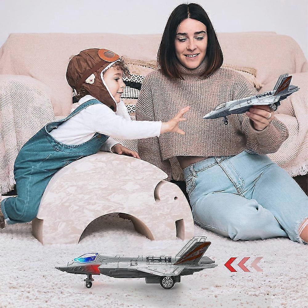 F-35 Fighter Aircraft With Sound Light Model Toy Pull Back & Go Airplane Military Toys Home Decoration Gifts - Ya