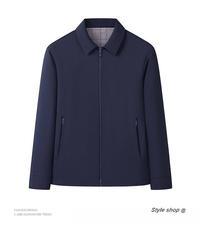 Spring and Autumn Men's Casual Lapel Zipper Jacket - Middle-aged Outerwear