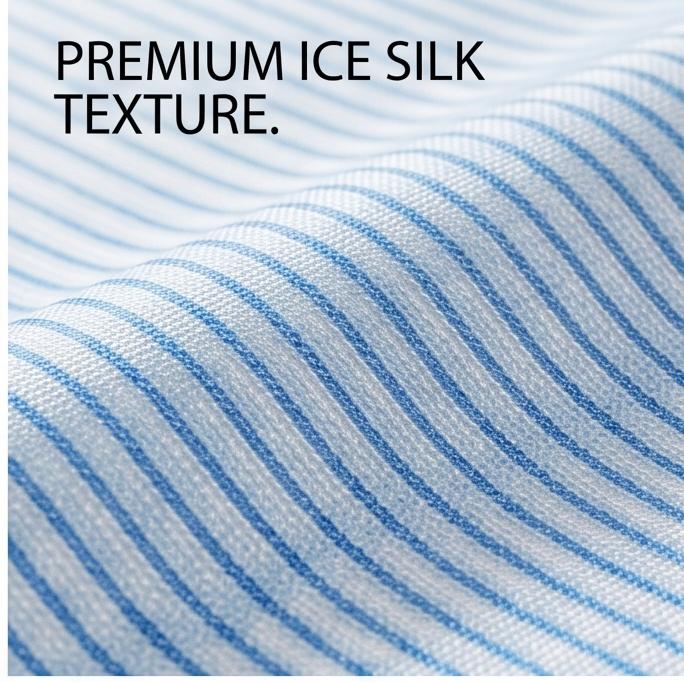 1.5/1.8m 3-Piece Fitted Ice Silk Cooling Mat Set with 2 Pillowcases, Antibacterial Machine Washable Soft Bedding for Summer Home and Dorm
