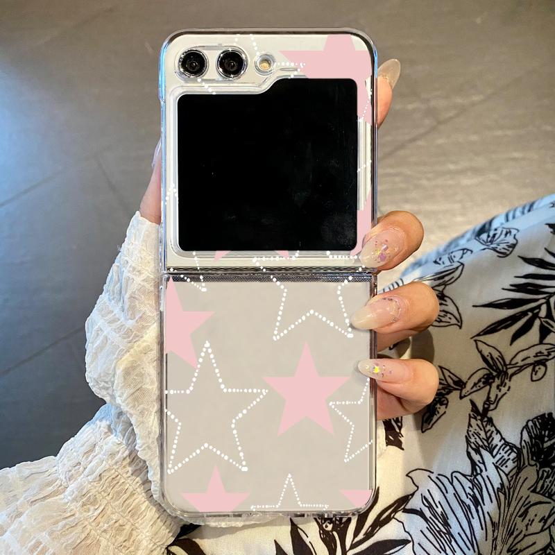 Fünfzackiger Stern Transparente Faltbare Handyhülle Für Samsung Galaxy Z Flip 7 FE 6 5 4 3 5G Flip7 Flip4 Flip6 5G Harte PC-Abdeckung