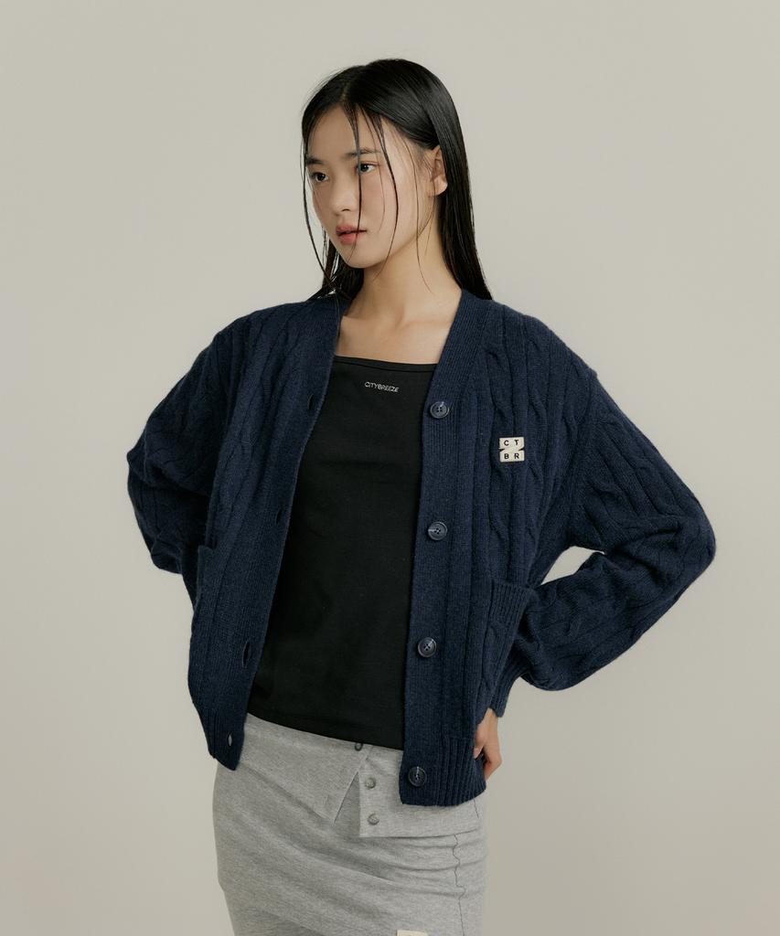 Citybreeze Essential Logo Wappen Cable Cardigan_Navy