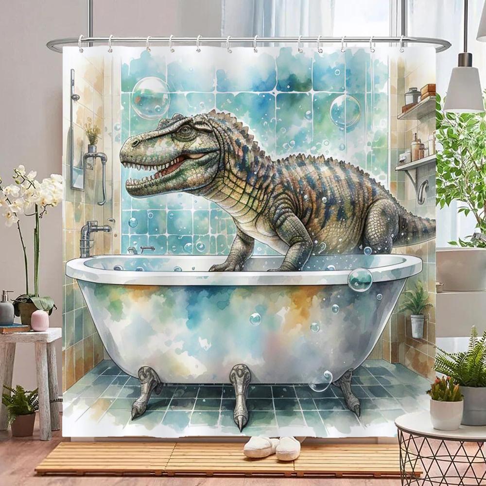 Funny Cat, Dog Shower Curtains with Hooks Home Decoration for Funny Bath Animal Bathroom Curtain Polyester Fabric Bath Curtain